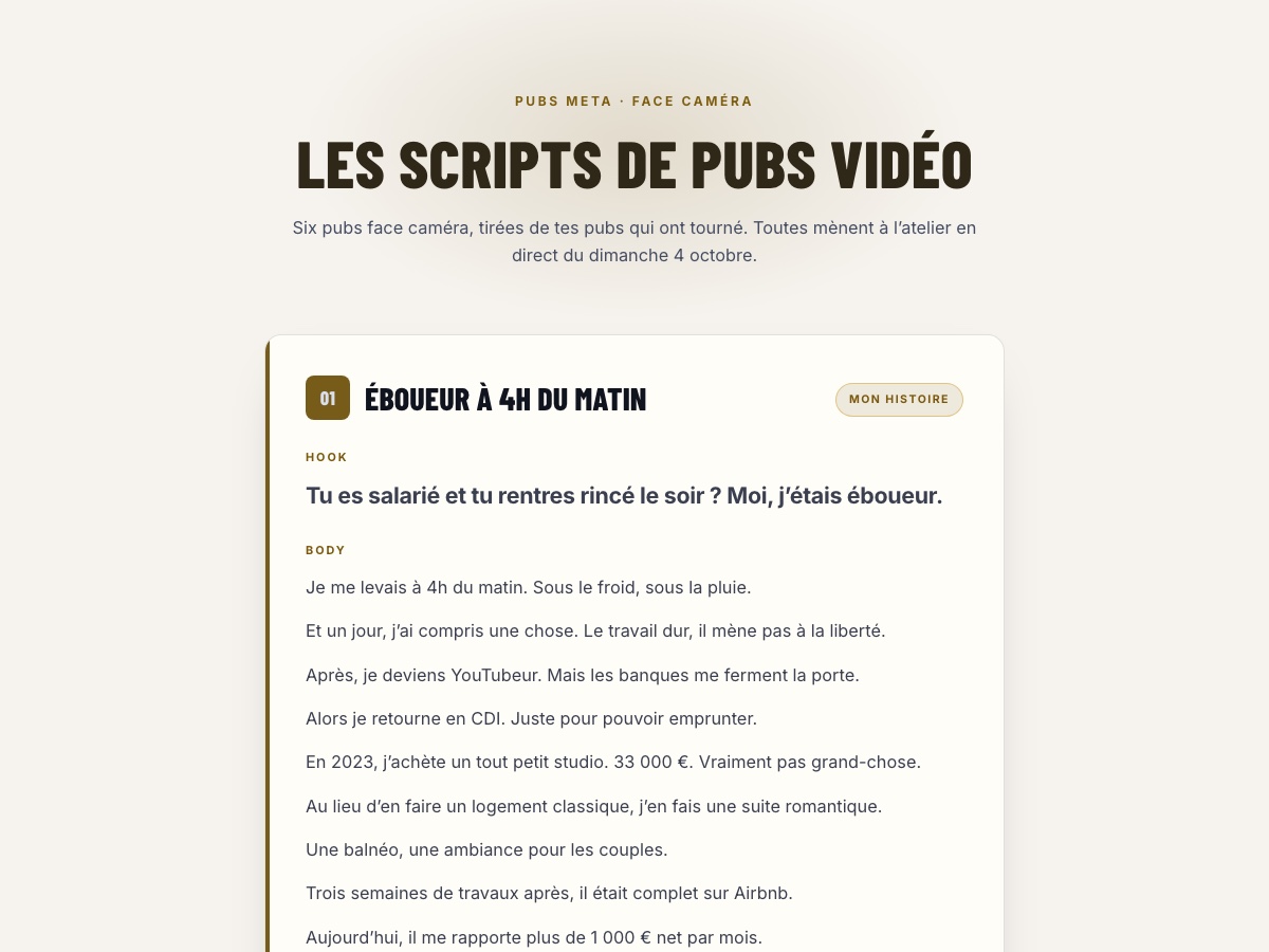 Aperçu : Scripts de créas