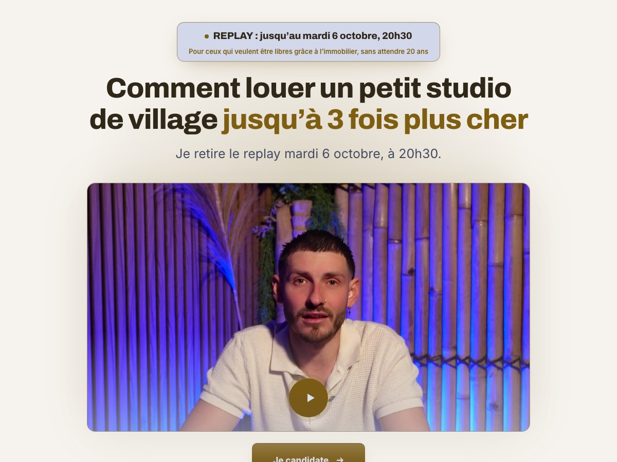 Aperçu : Replay et candidature